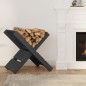 vidaXL Soporte de leña gris madera maciza de pino 47x39,5x48 cm