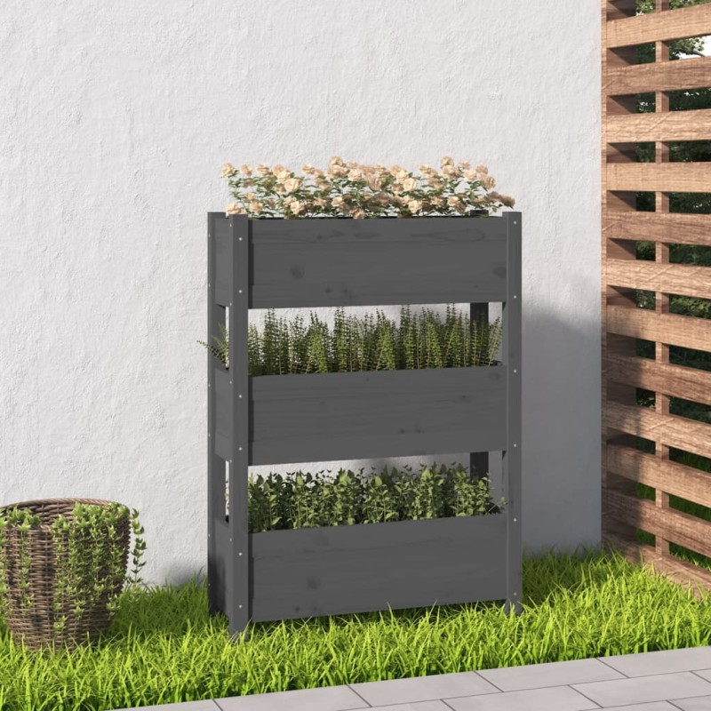 vidaXL Jardinera de madera maciza de pino gris 77x25x104,5 cm vidaXL Jardinera de madera maciza de pino gris 77x25x104,5 cm