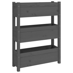 vidaXL Jardinera de madera maciza de pino gris 77x25x104,5 cm