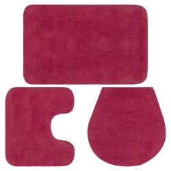 vidaXL Conjunto de alfombrillas de baño de tela 3 piezas fucsia