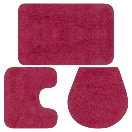 vidaXL Conjunto de alfombrillas de baño de tela 3 piezas fucsia