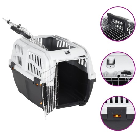 vidaXL Transportín de mascota puerta metal polipropileno 55x36x35 cm
