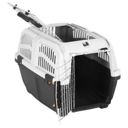 vidaXL Transportín de mascota puerta metal polipropileno 55x36x35 cm