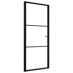 vidaXL Puerta interior vidrio ESG y aluminio negro 93x201,5 cm