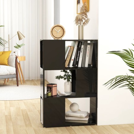 vidaXL Librería separador madera contrachapada negro brillo 60x24x94cm