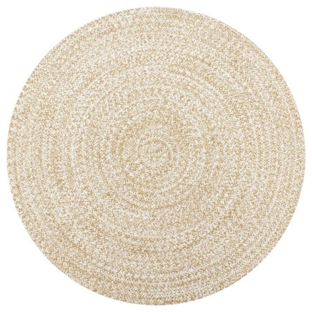 vidaXL Alfombra de yute tejida a mano blanco y natural 120 cm