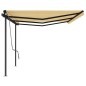 vidaXL Toldo retráctil automático con postes amarillo y blanco 6x3 m vidaXL Toldo retráctil automático con postes amarillo y blanco 6x3 m