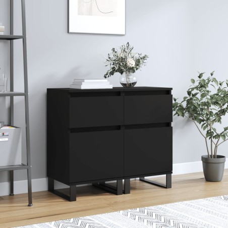 vidaXL Aparadores 2 uds madera de ingeniería negro 40x35x70 cm