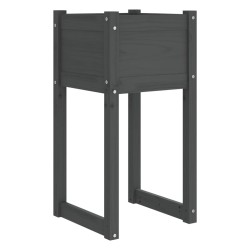 vidaXL Jardinera de madera maciza de pino gris 40x40x81 cm