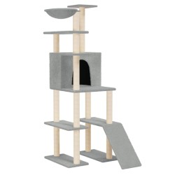 vidaXL Rascador para gatos con postes de sisal gris claro 166 cm