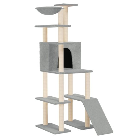 vidaXL Rascador para gatos con postes de sisal gris claro 166 cm