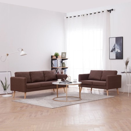 vidaXL Conjunto de sofás 2 piezas tela marrón
