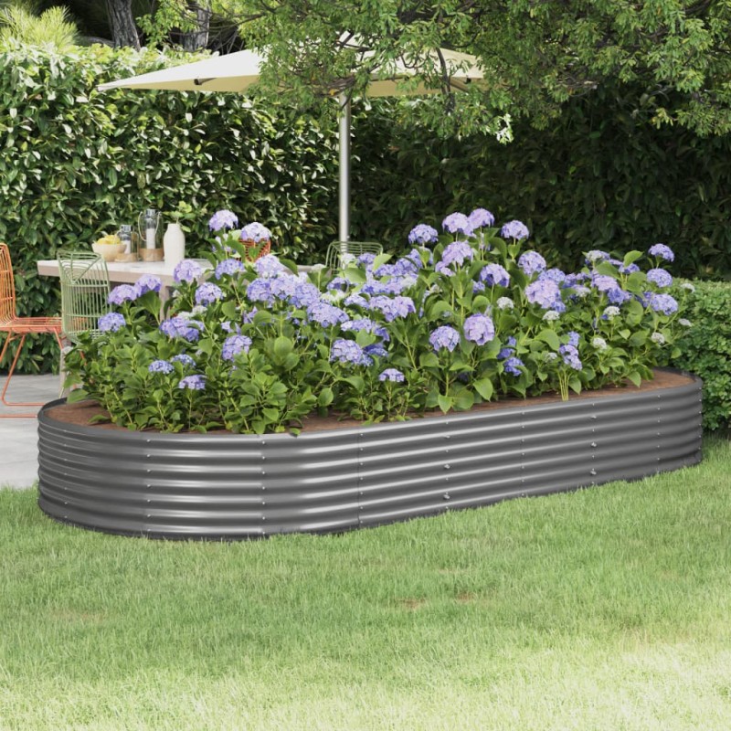 vidaXL Jardinera arriate acero recubrimiento polvo gris 296x140x36cm vidaXL Jardinera arriate acero recubrimiento polvo gris 296x140x36cm