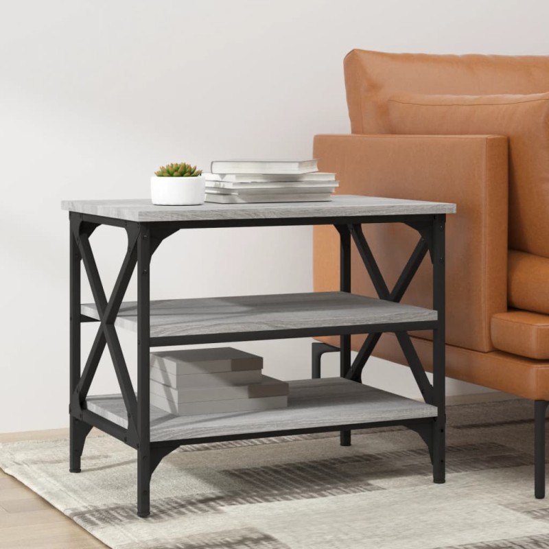 vidaXL Mesa auxiliar madera contrachapada gris Sonoma 55x38x45 cm vidaXL Mesa auxiliar madera contrachapada gris Sonoma 55x38x45 cm