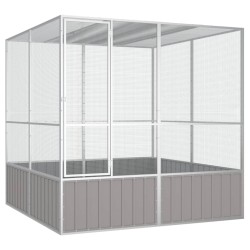 vidaXL Jaula pájaros acero galvanizado gris 213,5x217,5x211,5 cm
