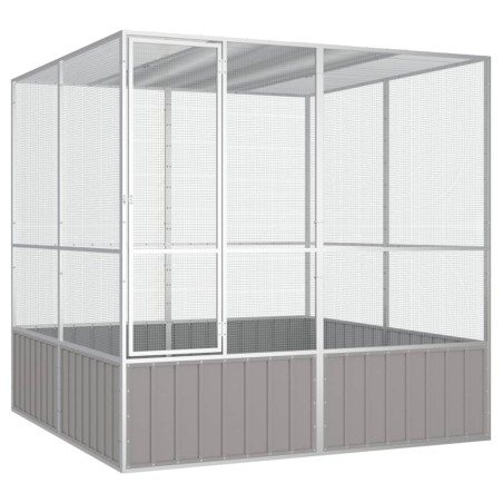 vidaXL Jaula pájaros acero galvanizado gris 213,5x217,5x211,5 cm