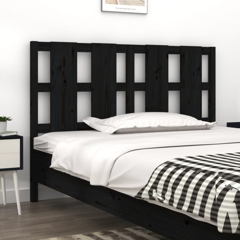 vidaXL Cabecero de cama madera maciza de pino negro 125,5x4x100 cm vidaXL Cabecero de cama madera maciza de pino negro 125,5x4x100 cm