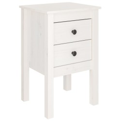 vidaXL Mesita de noche madera maciza de pino blanco 40x35x61,5 cm