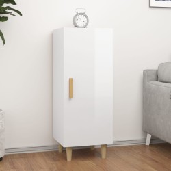 vidaXL Aparador de madera contrachapada blanco brillante 34,5x34x90 cm