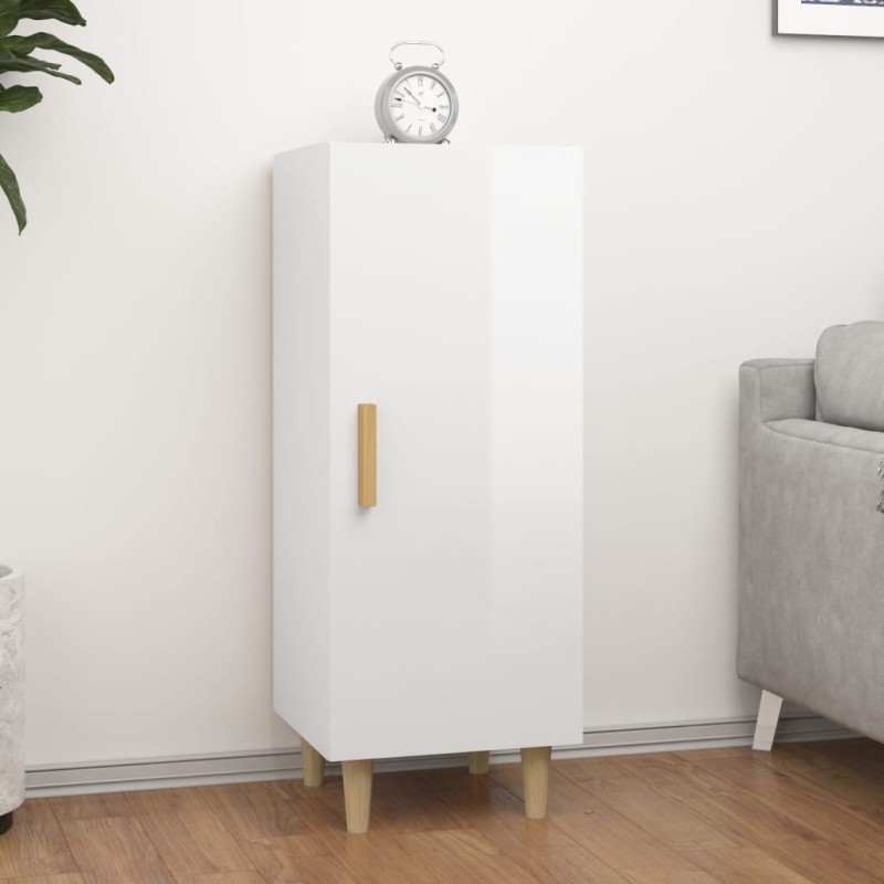 vidaXL Aparador de madera contrachapada blanco brillante 34,5x34x90 cm vidaXL Aparador de madera contrachapada blanco brillante 34,5x34x90 cm