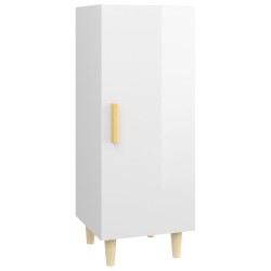 vidaXL Aparador de madera contrachapada blanco brillante 34,5x34x90 cm