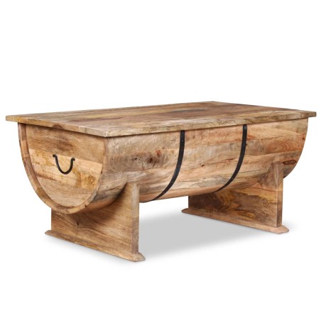 vidaXL Mesa de centro de madera de mango maciza 88x50x40 cm