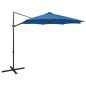 vidaXL Sombrilla voladiza con poste y luces LED azul 300 cm vidaXL Sombrilla voladiza con poste y luces LED azul 300 cm