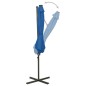 vidaXL Sombrilla voladiza con poste y luces LED azul 300 cm vidaXL Sombrilla voladiza con poste y luces LED azul 300 cm
