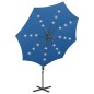 vidaXL Sombrilla voladiza con poste y luces LED azul 300 cm vidaXL Sombrilla voladiza con poste y luces LED azul 300 cm