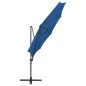 vidaXL Sombrilla voladiza con poste y luces LED azul 300 cm vidaXL Sombrilla voladiza con poste y luces LED azul 300 cm