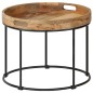 vidaXL Mesa de centro de madera maciza de mango y acero 50x40 cm vidaXL Mesa de centro de madera maciza de mango y acero 50x40 cm