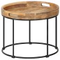 vidaXL Mesa de centro de madera maciza de mango y acero 50x40 cm vidaXL Mesa de centro de madera maciza de mango y acero 50x40 cm