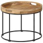 vidaXL Mesa de centro de madera maciza de mango y acero 50x40 cm vidaXL Mesa de centro de madera maciza de mango y acero 50x40 cm