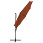vidaXL Sombrilla voladiza con poste y luces LED terracota 300 cm vidaXL Sombrilla voladiza con poste y luces LED terracota 300 cm
