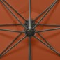 vidaXL Sombrilla voladiza con poste y luces LED terracota 300 cm vidaXL Sombrilla voladiza con poste y luces LED terracota 300 cm
