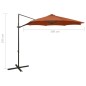 vidaXL Sombrilla voladiza con poste y luces LED terracota 300 cm vidaXL Sombrilla voladiza con poste y luces LED terracota 300 cm