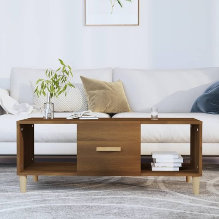 vidaXL Mesa de centro madera contrachapada roble marrón 102x50x40 cm