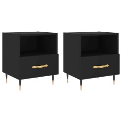 vidaXL Mesitas de noche 2 uds madera ingeniería negro 40x35x47,5 cm