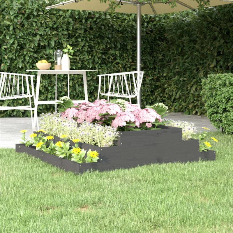 vidaXL Jardinera de madera maciza de pino gris 110x110x27 cm vidaXL Jardinera de madera maciza de pino gris 110x110x27 cm