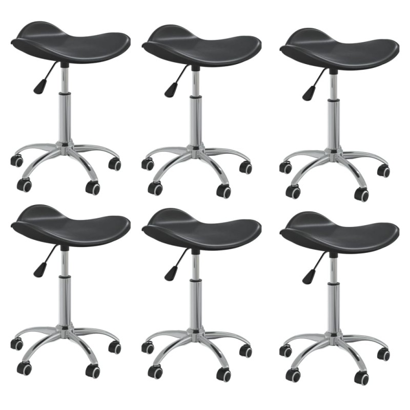 vidaXL Sillas de comedor giratorias 6 unidades cuero sintético negro
