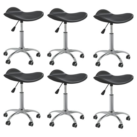 vidaXL Sillas de comedor giratorias 6 unidades cuero sintético negro