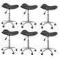 vidaXL Sillas de comedor giratorias 6 unidades cuero sintético negro