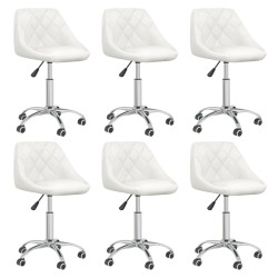 vidaXL Sillas de comedor giratorias 6 uds cuero sintético blanco