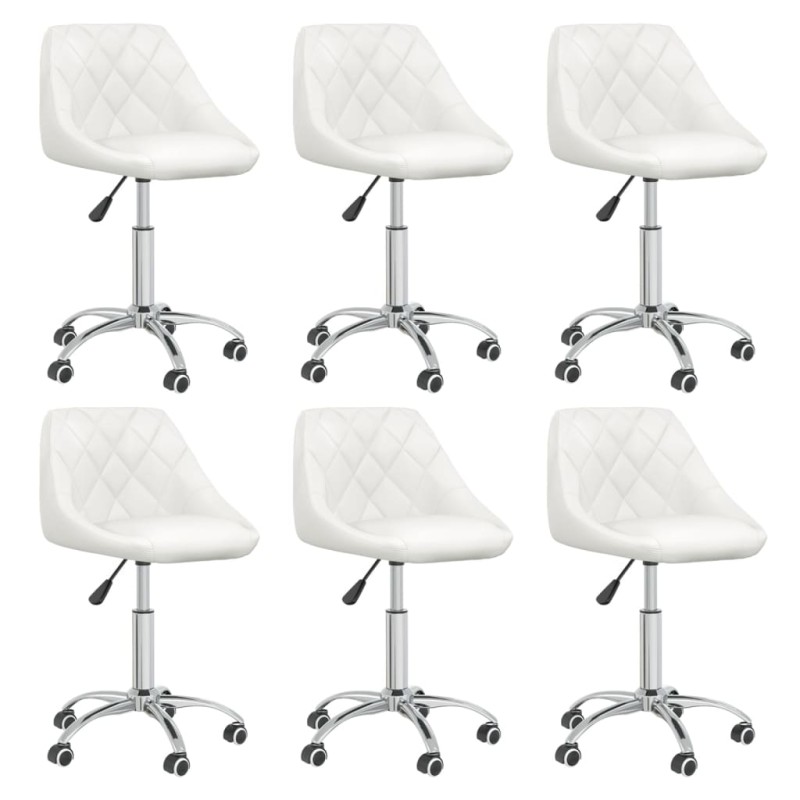 vidaXL Sillas de comedor giratorias 6 uds cuero sintético blanco