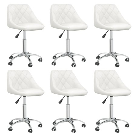 vidaXL Sillas de comedor giratorias 6 uds cuero sintético blanco