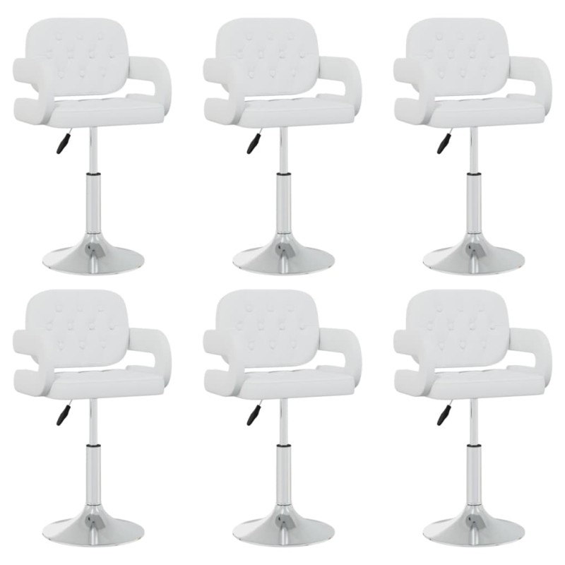 vidaXL Sillas de comedor giratorias 6 uds de cuero sintético blanco