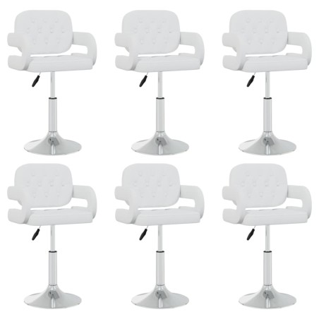 vidaXL Sillas de comedor giratorias 6 uds de cuero sintético blanco