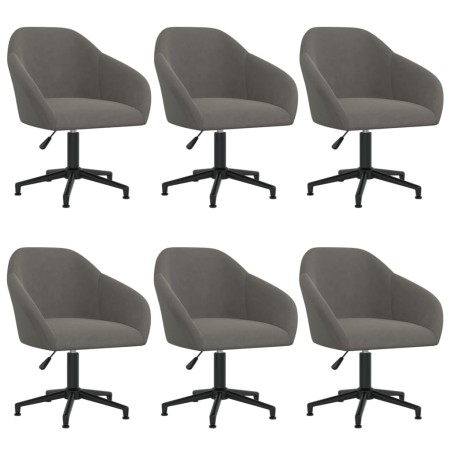 vidaXL Sillas de comedor giratorias 6 unidades terciopelo gris oscuro