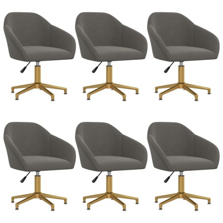 vidaXL Sillas de comedor giratorias 6 unidades terciopelo gris oscuro