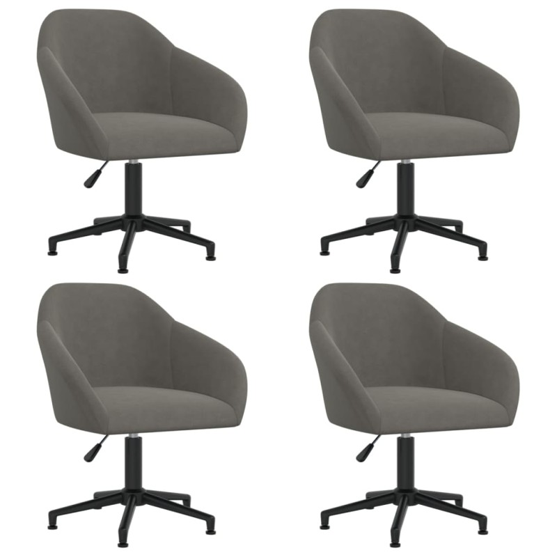vidaXL Sillas de comedor giratorias 4 unidades terciopelo gris oscuro